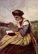 Jean-Baptiste-Camille Corot Lesende Frau USA oil painting artist